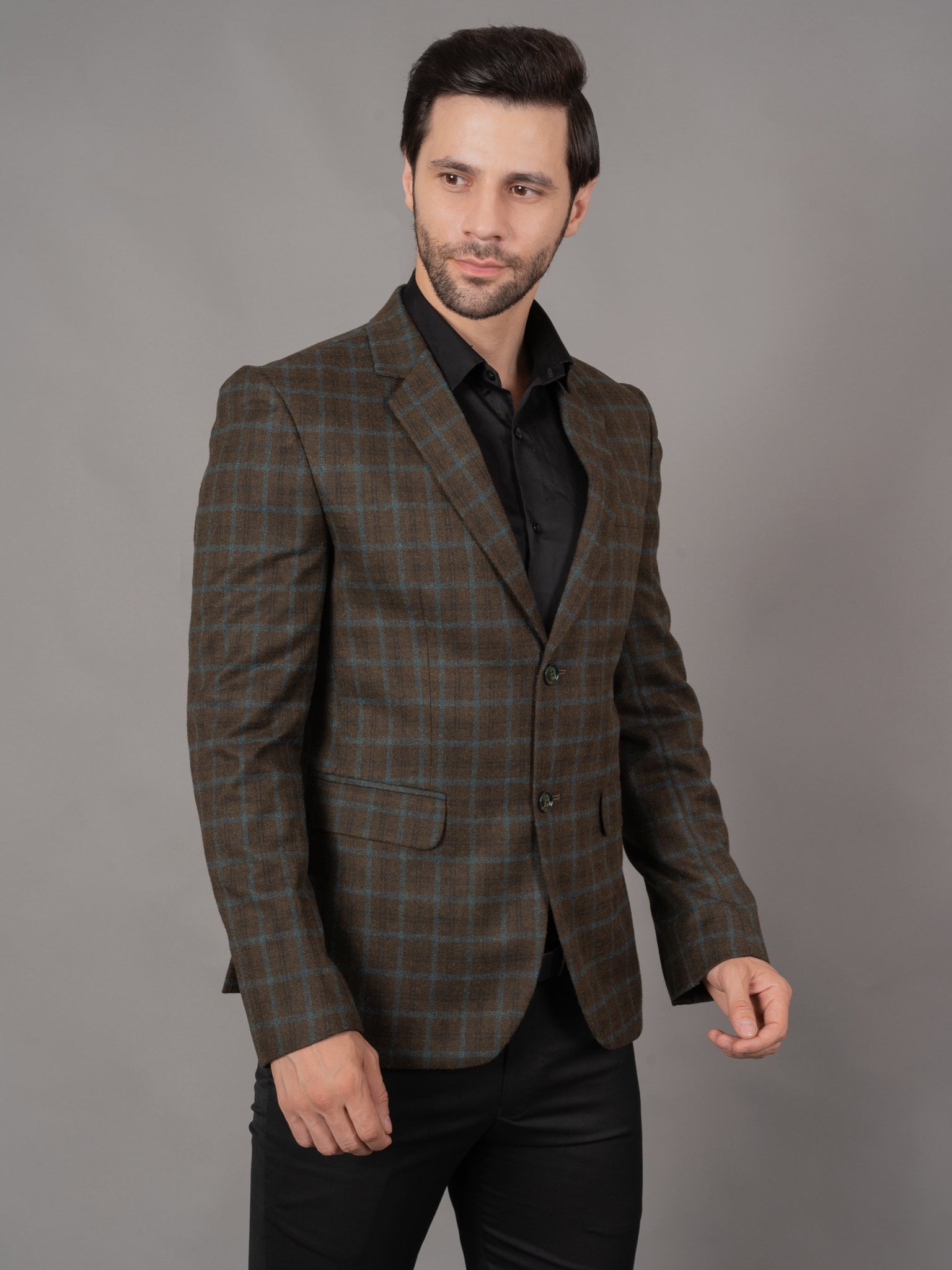 SINGLE BREASTED TWEED BLAZER ( GREEN )