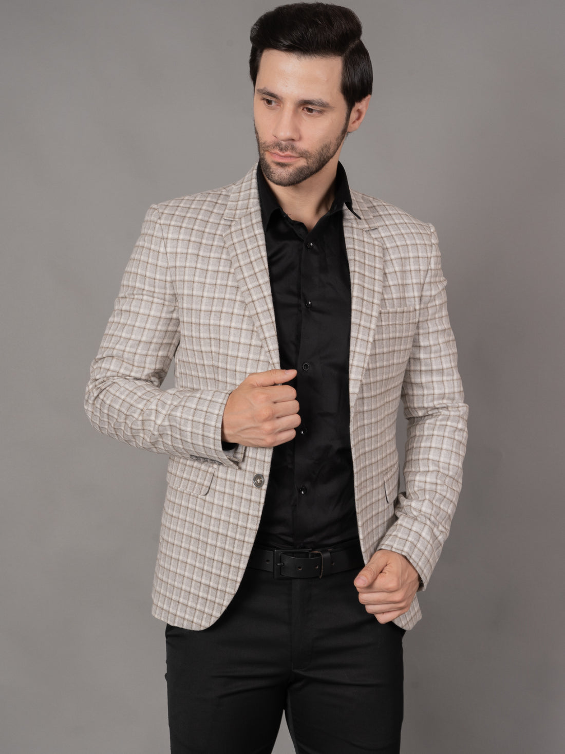 SINGLE BREASTED TWEED BLAZER ( CREAM )