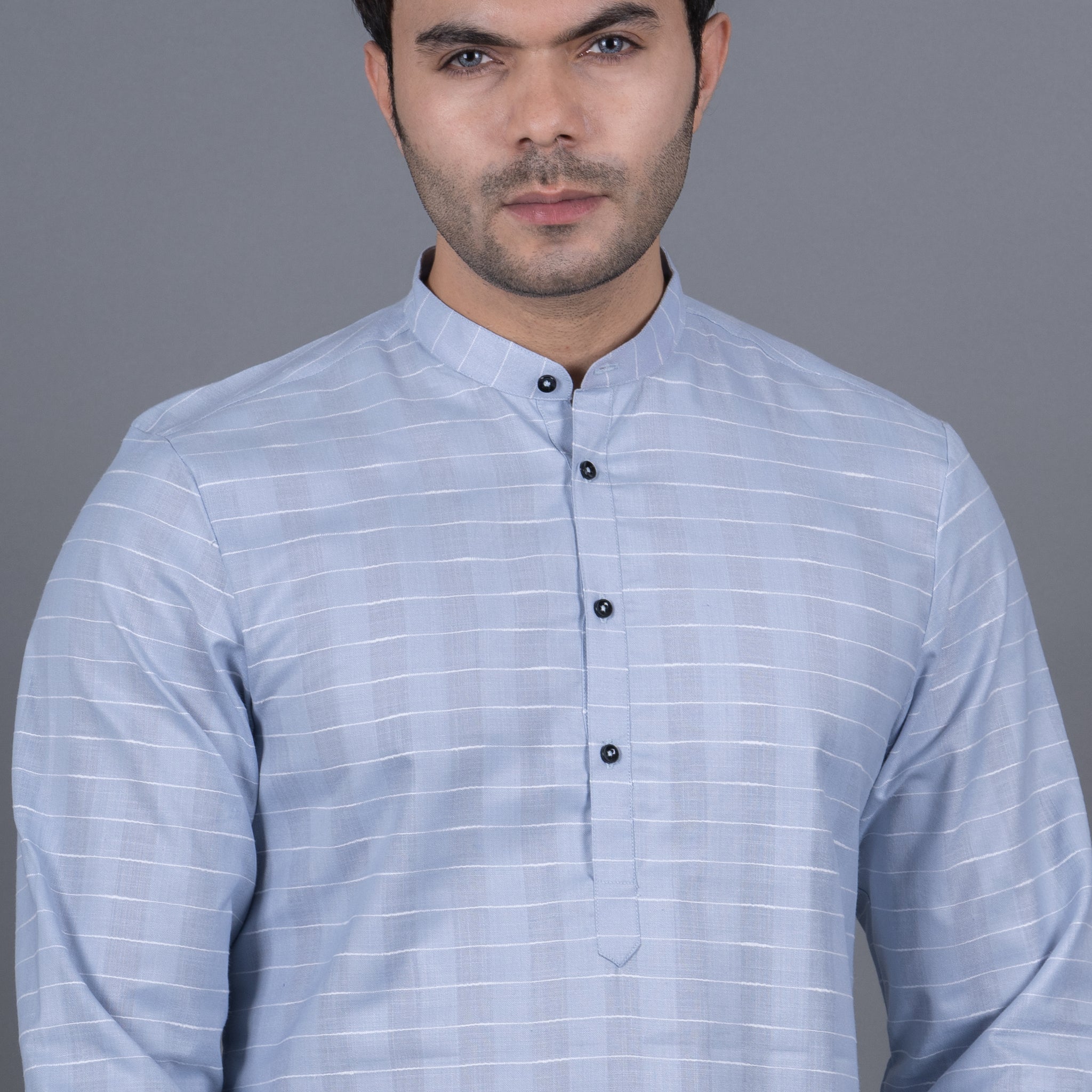 MEN'S STRIPE KURTA (SKY BLUE)