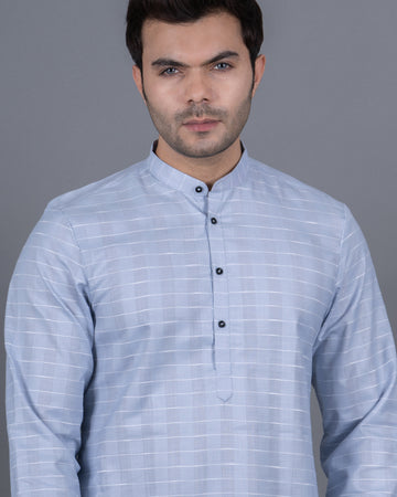 MEN'S STRIPE KURTA (SKY BLUE)