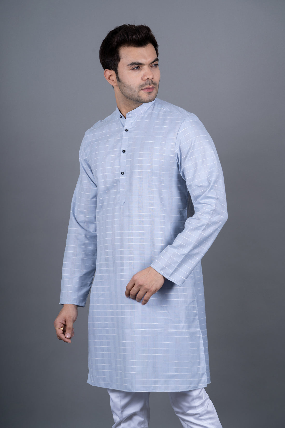 MEN'S STRIPE KURTA (SKY BLUE)