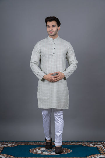 MEN'S STRIPE KURTA (LIGHT GREEN)