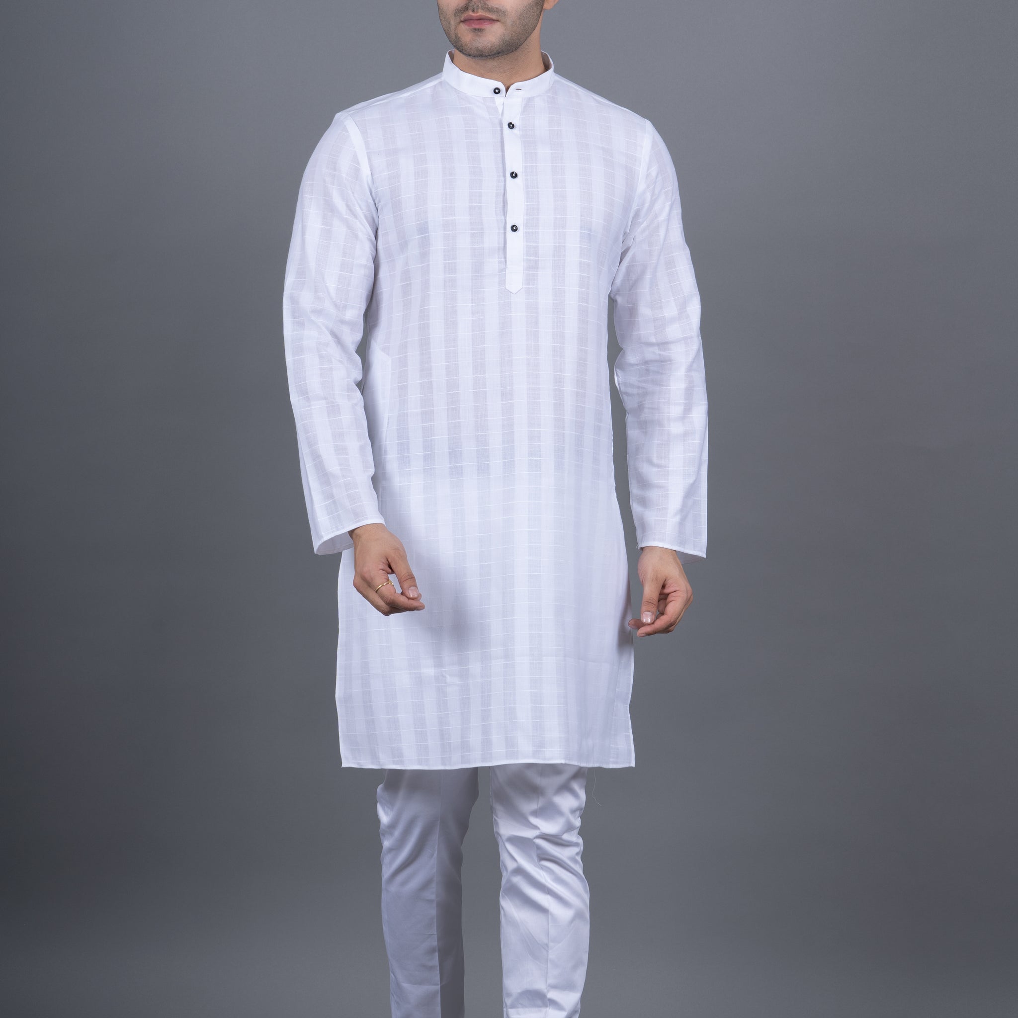 MEN'S STRIPE KURTA (WHITE)