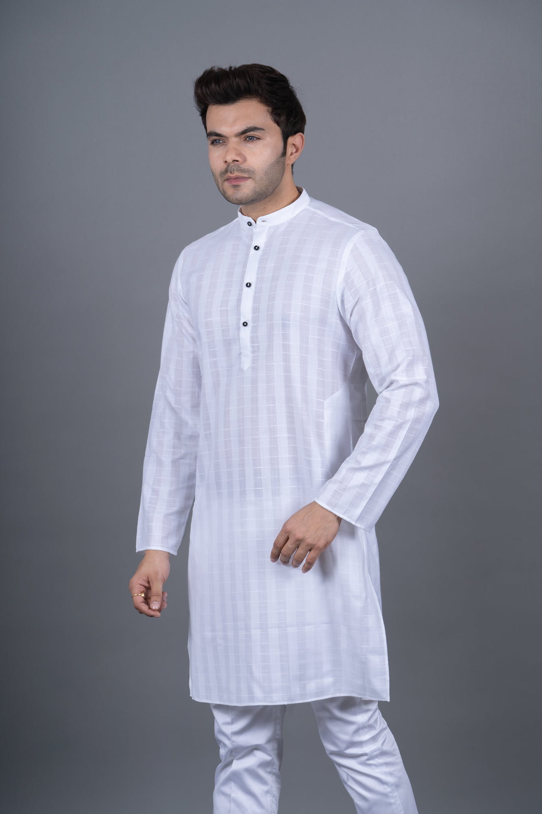 MEN'S STRIPE KURTA (WHITE)