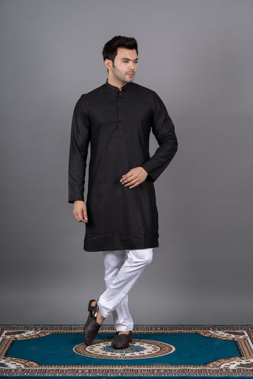 MEN'S SOLID KURTA (BLACK)