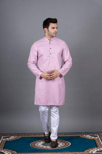 MEN'S SOLID KURTA (PINK)