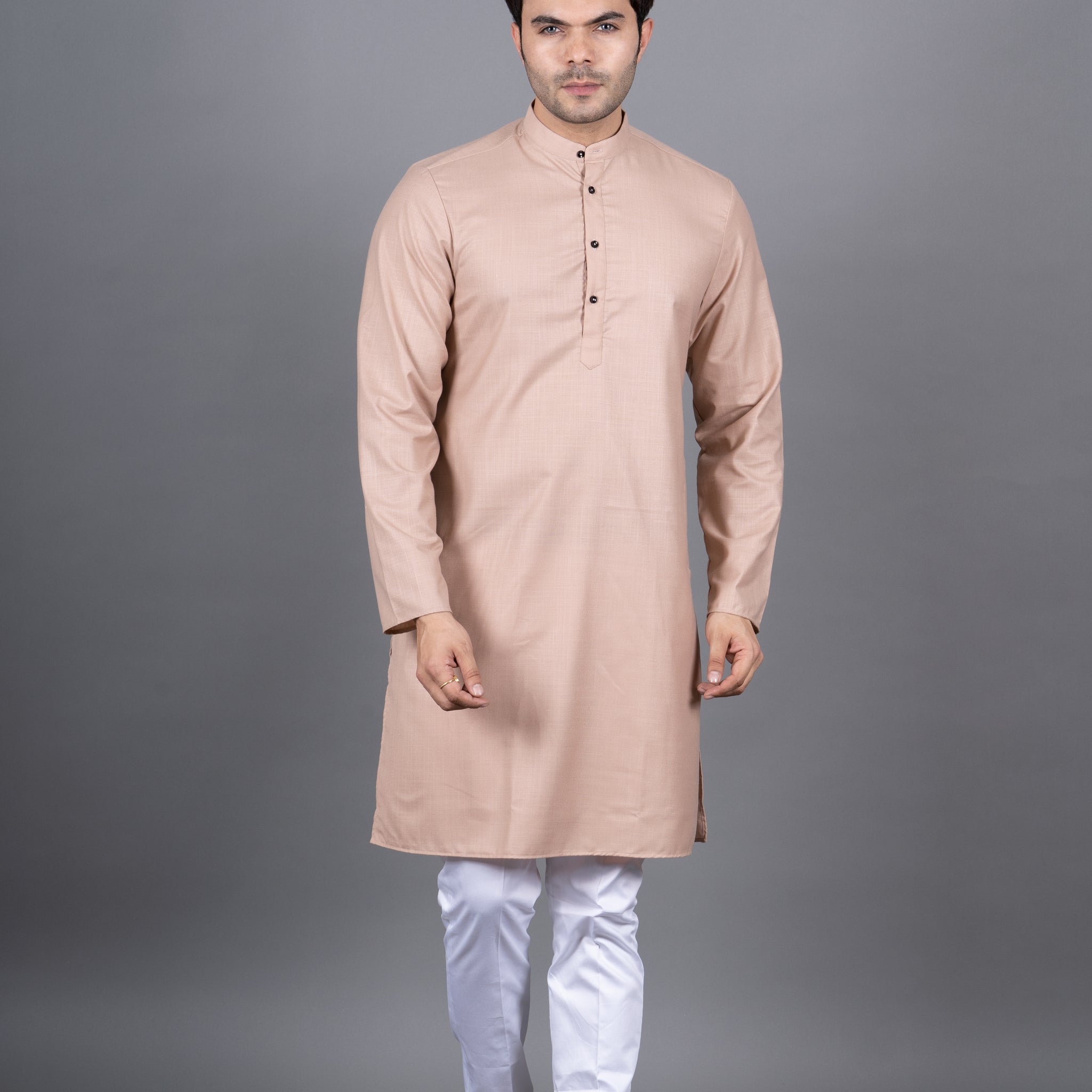 MEN'S SOLID KURTA (PEACH)