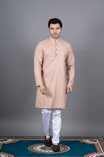 MEN'S SOLID KURTA (PEACH)