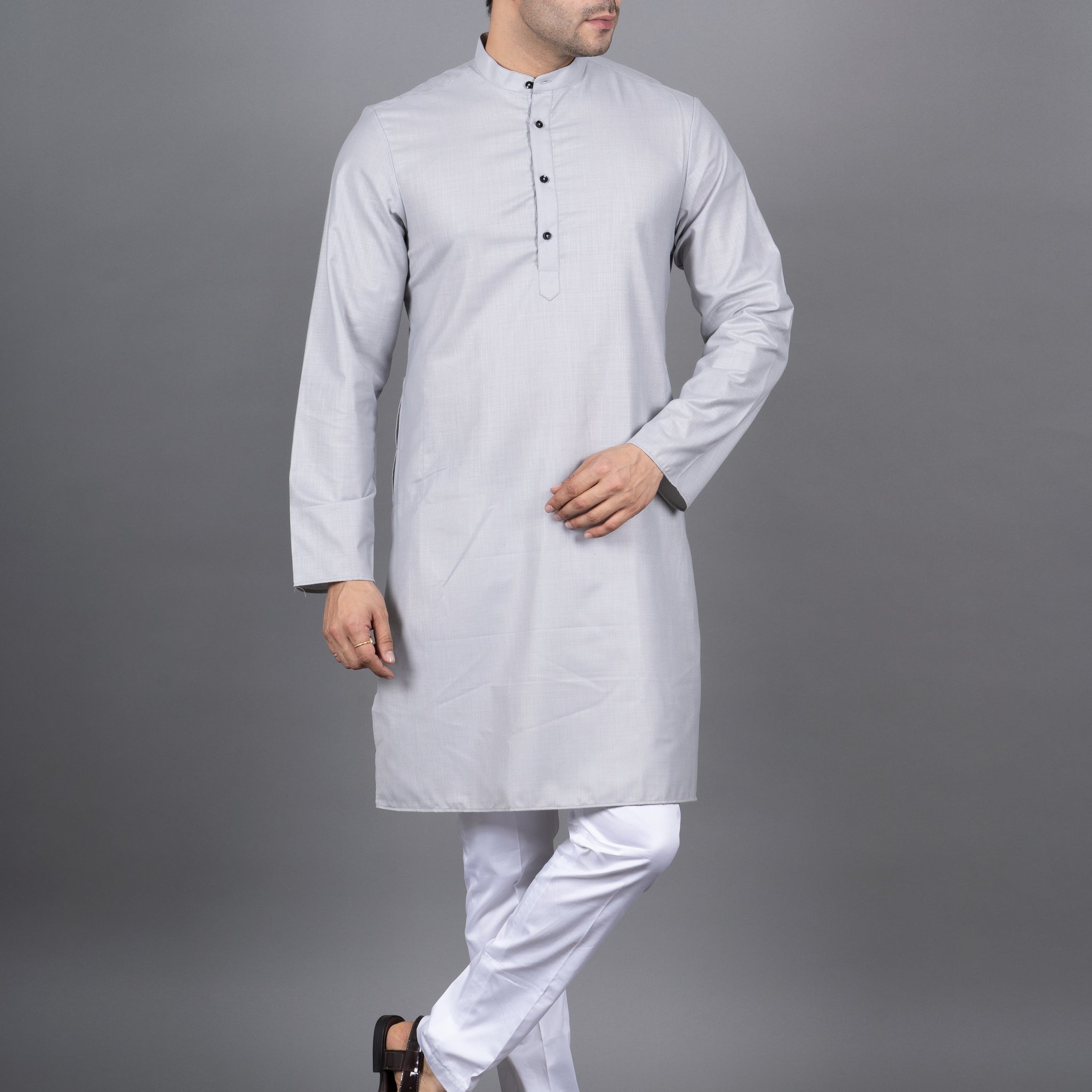 MEN'S SOLID KURTA (GREY)