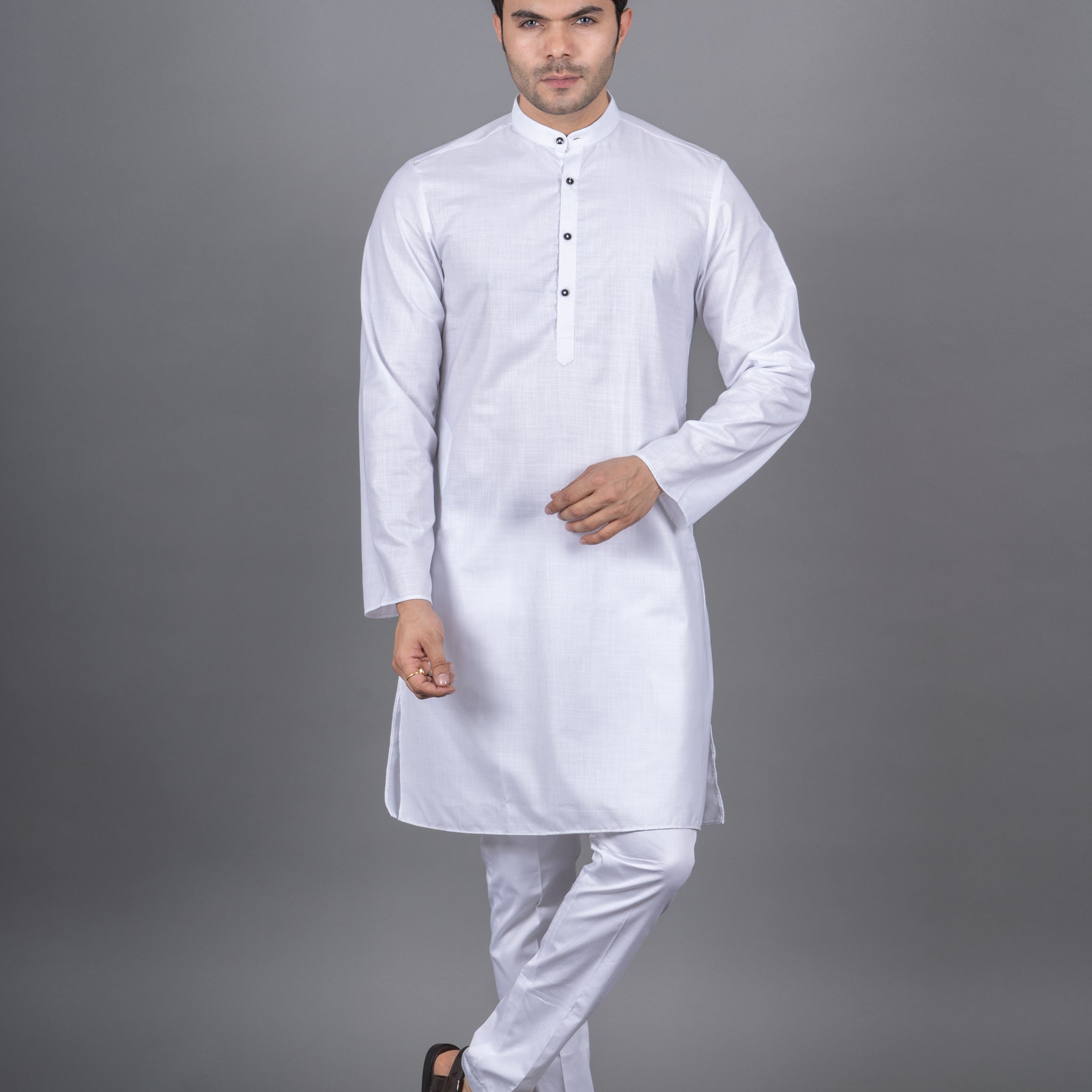 MEN'S SOLID KURTA (WHITE)