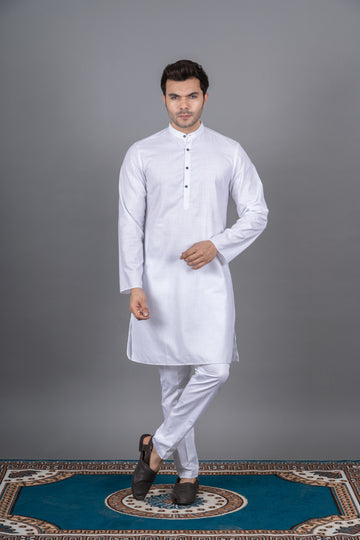 MEN'S SOLID KURTA (WHITE)